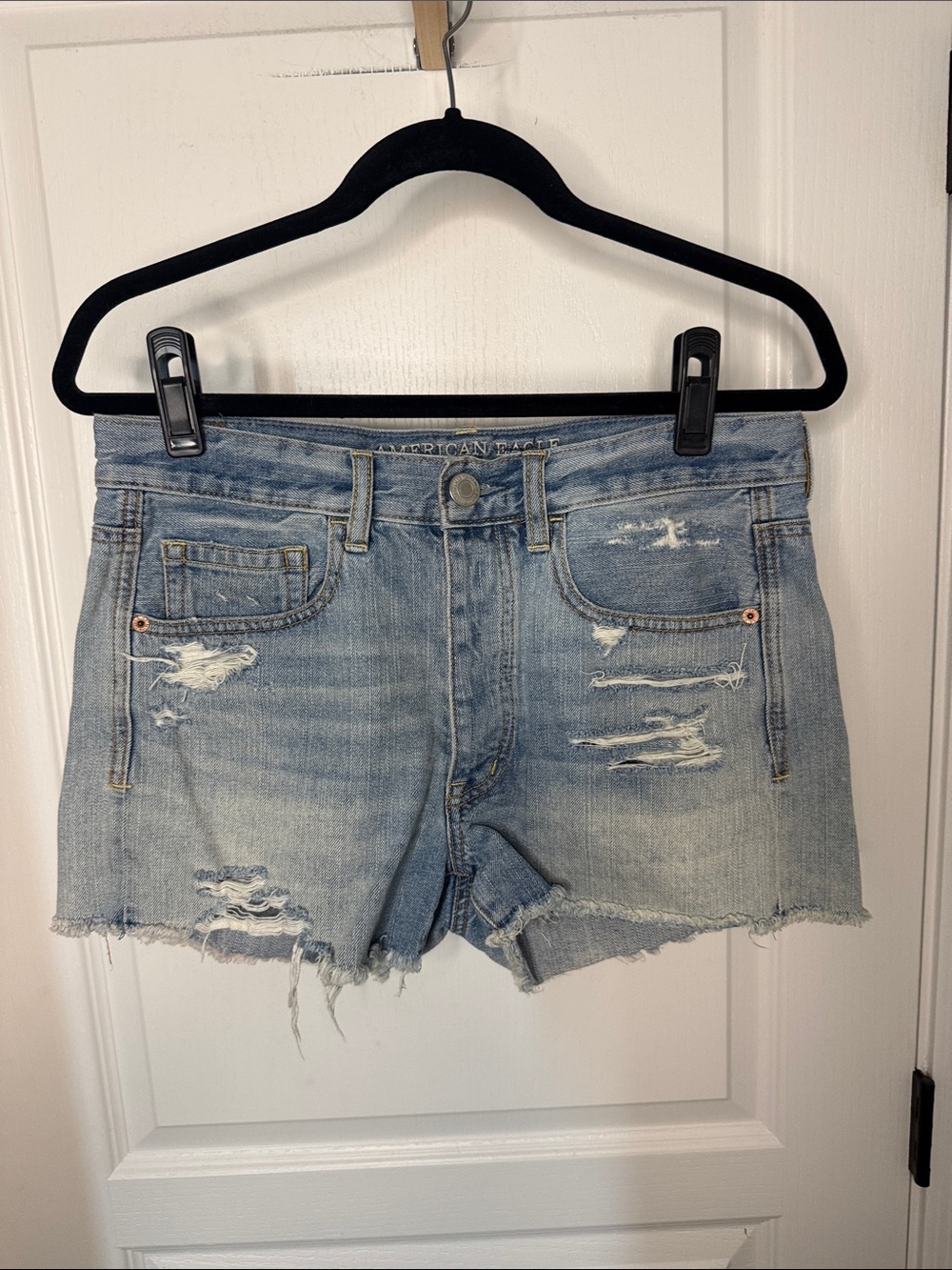 American Eagle Outfitters Light Wash Distressed Denim Jean Shorts